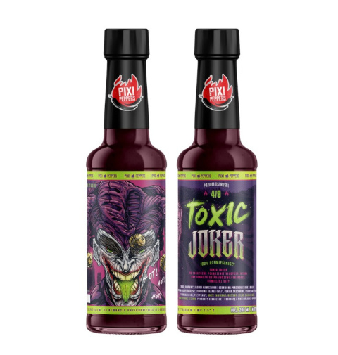 Ostry sos Pixi Peppers TOXIC JOKER z borówką i Scorpionem, 200ml Ostry sos Pixi Peppers TOXIC JOKER z borówką i Scorpionem, 200ml