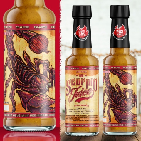 Ostry sos Pixi Peppers SCORPIO JUICE z mango i Jolokią, 200ml