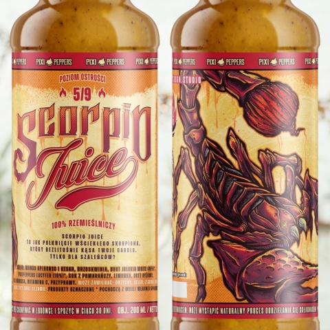 Ostry sos Pixi Peppers SCORPIO JUICE z mango i Jolokią, 200ml