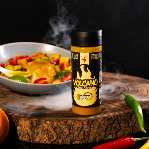 Pikantny sos Volcano INDIA z mango, curry i Jolokią, 310g