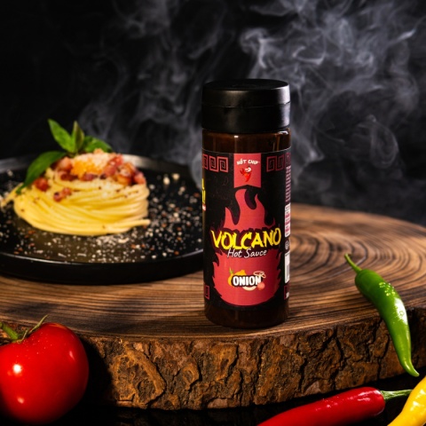 Pikantny sos chutney Volcano ONION z cebulą, rodzynkami i Jolokią, 310g