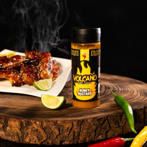 Ostra musztarda Volcano HONEY z miodem i papryką Bhut Jolokia, 310g