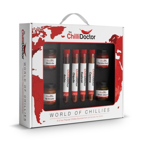 Zestaw WORLD OF CHILLIES Chilli Doctor papryki z całego świata 4x40g + 4x9g