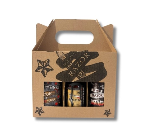 Zestaw ostrych sosów Razor HARDCORE (Deathcrush, Cherry Terror, Cult of Pain) 3x200ml
