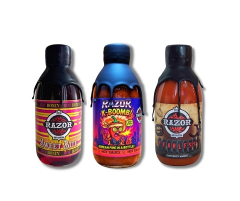 Zestaw ostrych sosów Razor SMAKOSZ (Sweet Bite, Fearless, K-BOMB) 3x200ml