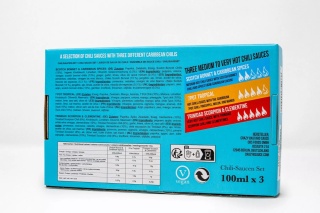 Zestaw ostrych sosów chili Crazy Bastard - CARIBBEAN BOX 3x100ml [NIEBIESKI]